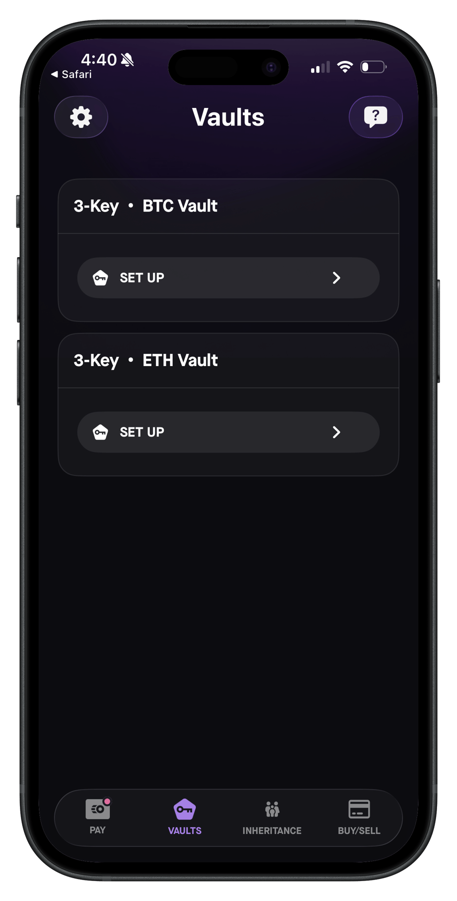 Setting up your 3-key vault for bitcoin (BTC)