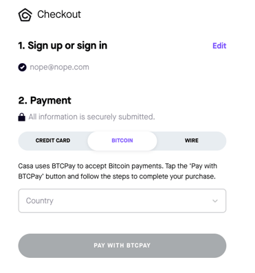 Paying with BTC 1