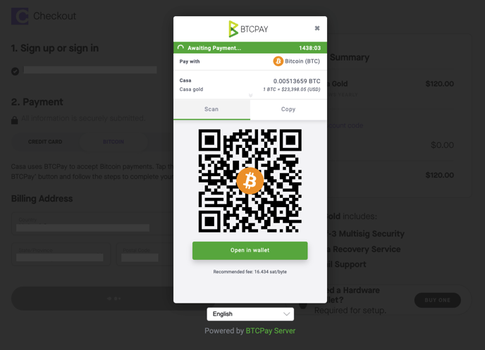 Paying with BTC 2