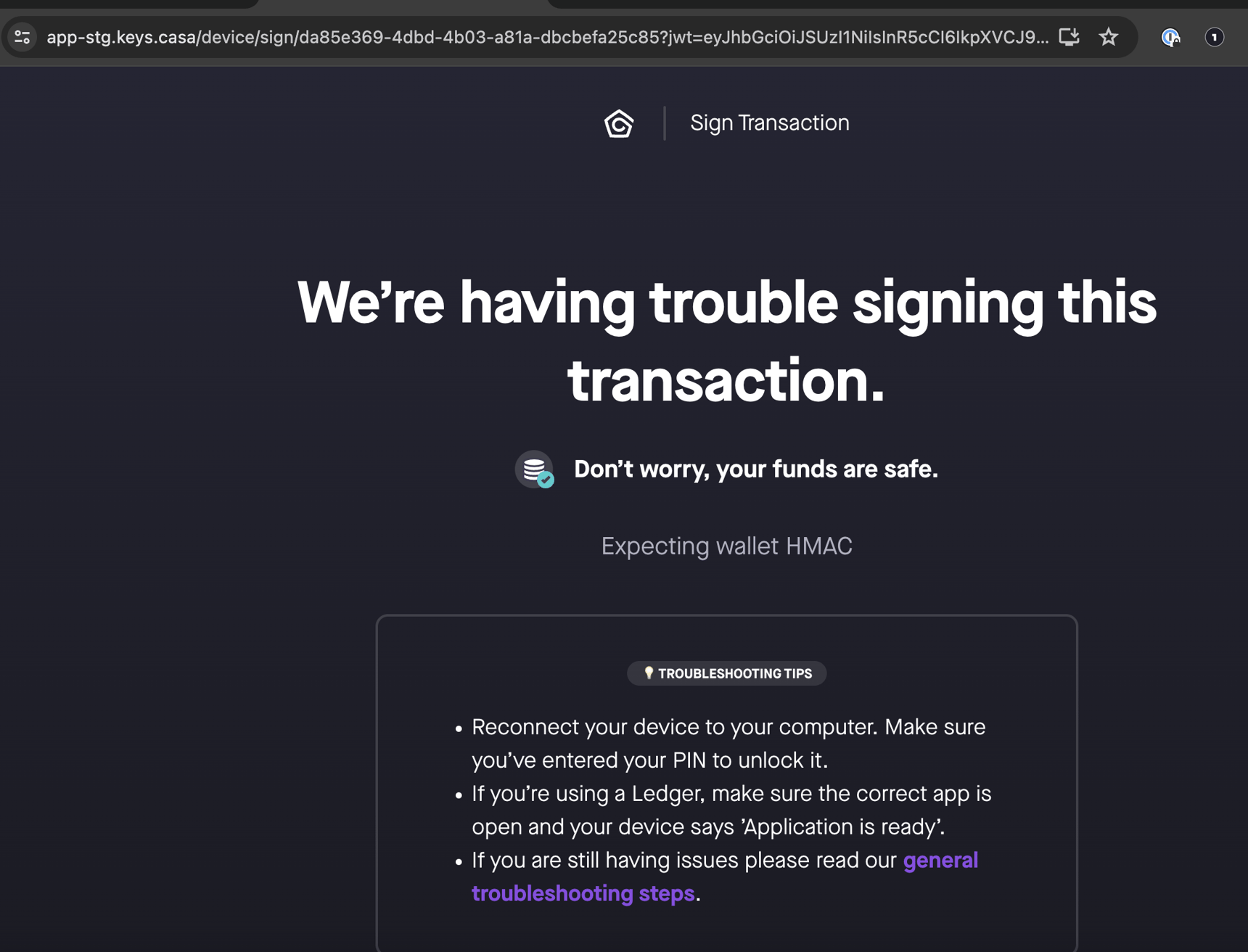 Ledger troubleshooting